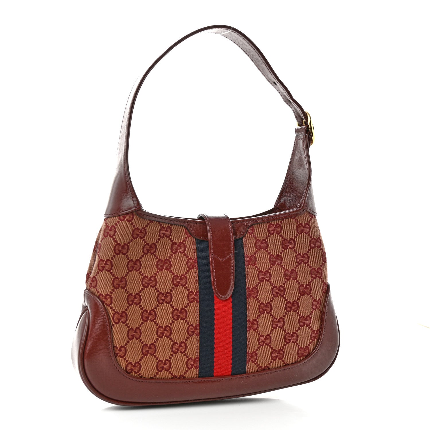 Gucci Monogram Azalea Calfskin Web Small Jackie 1961 Hobo Sahara Rubino Chardonnay 3 of 10