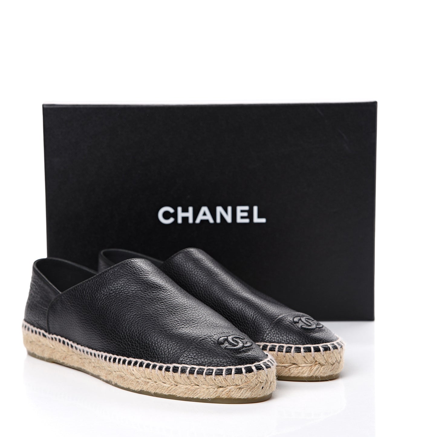 Grained Calfskin CC Espadrilles 41 Black