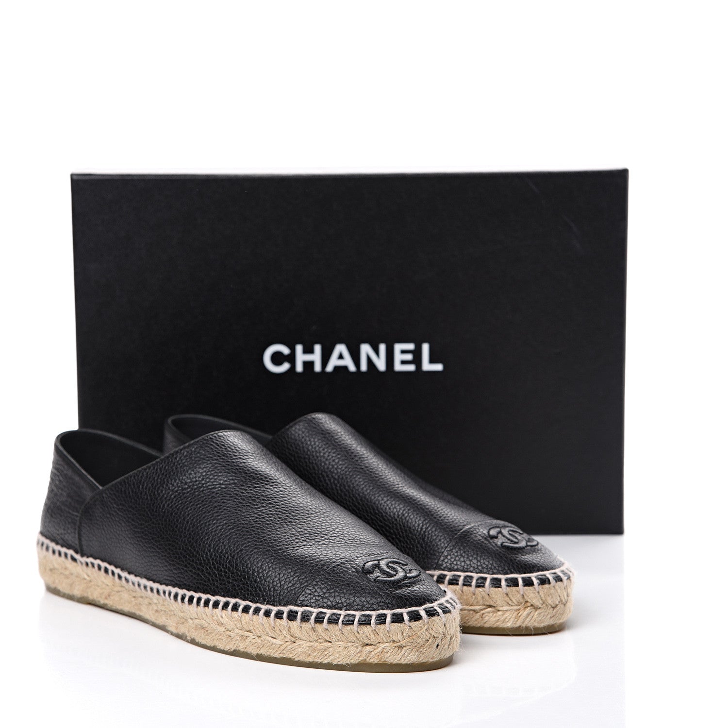 Chanel Grained Calfskin CC Espadrilles 41 Black 10 of 10