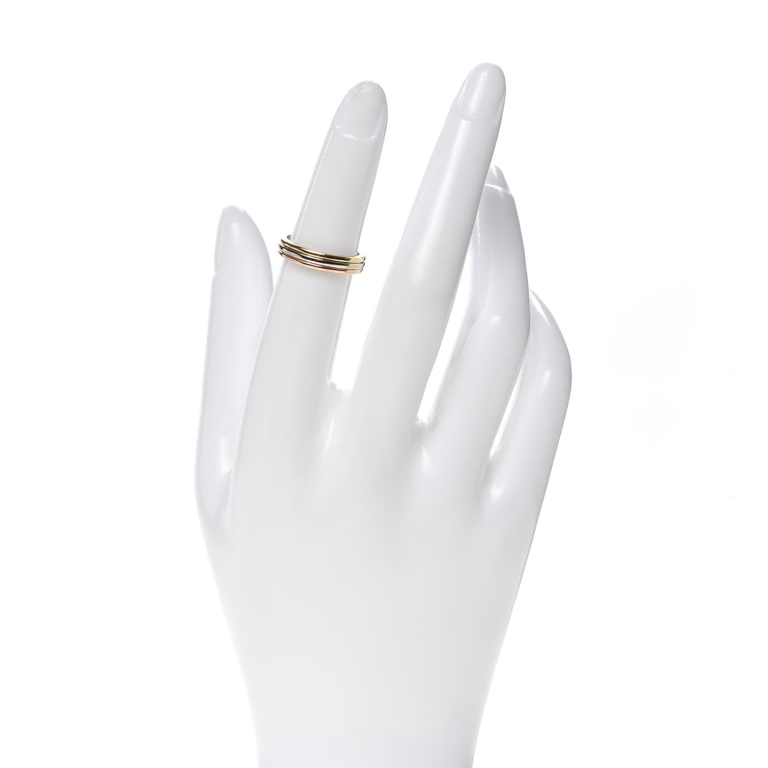 Cartier 18K Pink White Yellow Gold 3.5mm Trinity Wedding Band Ring 49 4.75 2 of 4