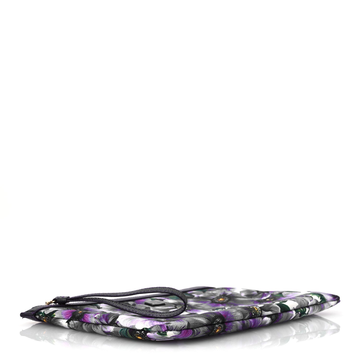 Dolce & Gabbana Canvas Vitello Iguana Embossed Anemone Print Pouch Purple 4 of 9