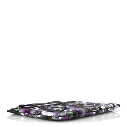 Dolce & Gabbana Canvas Vitello Iguana Embossed Anemone Print Pouch Purple 4 of 9