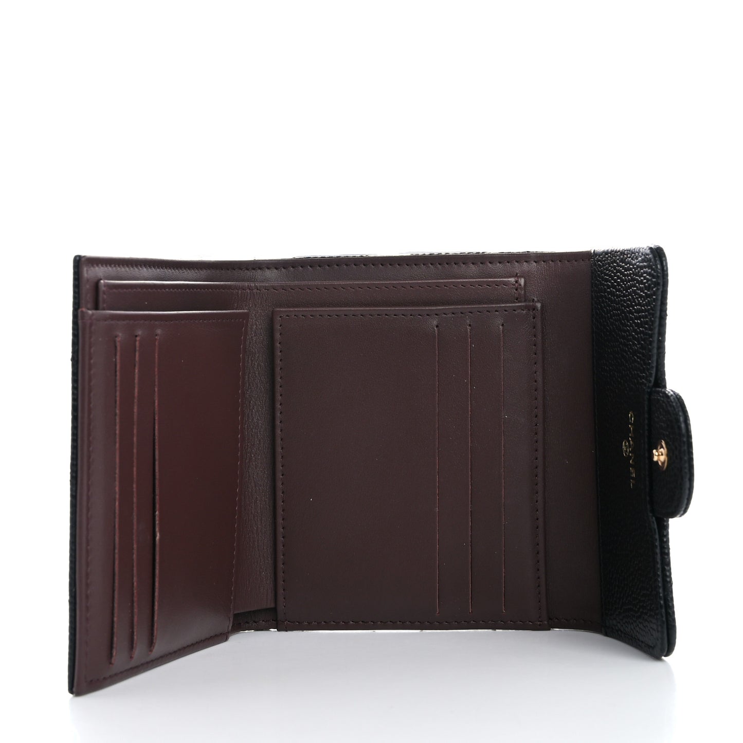 Caviar Quilted Compact Flap Wallet Black