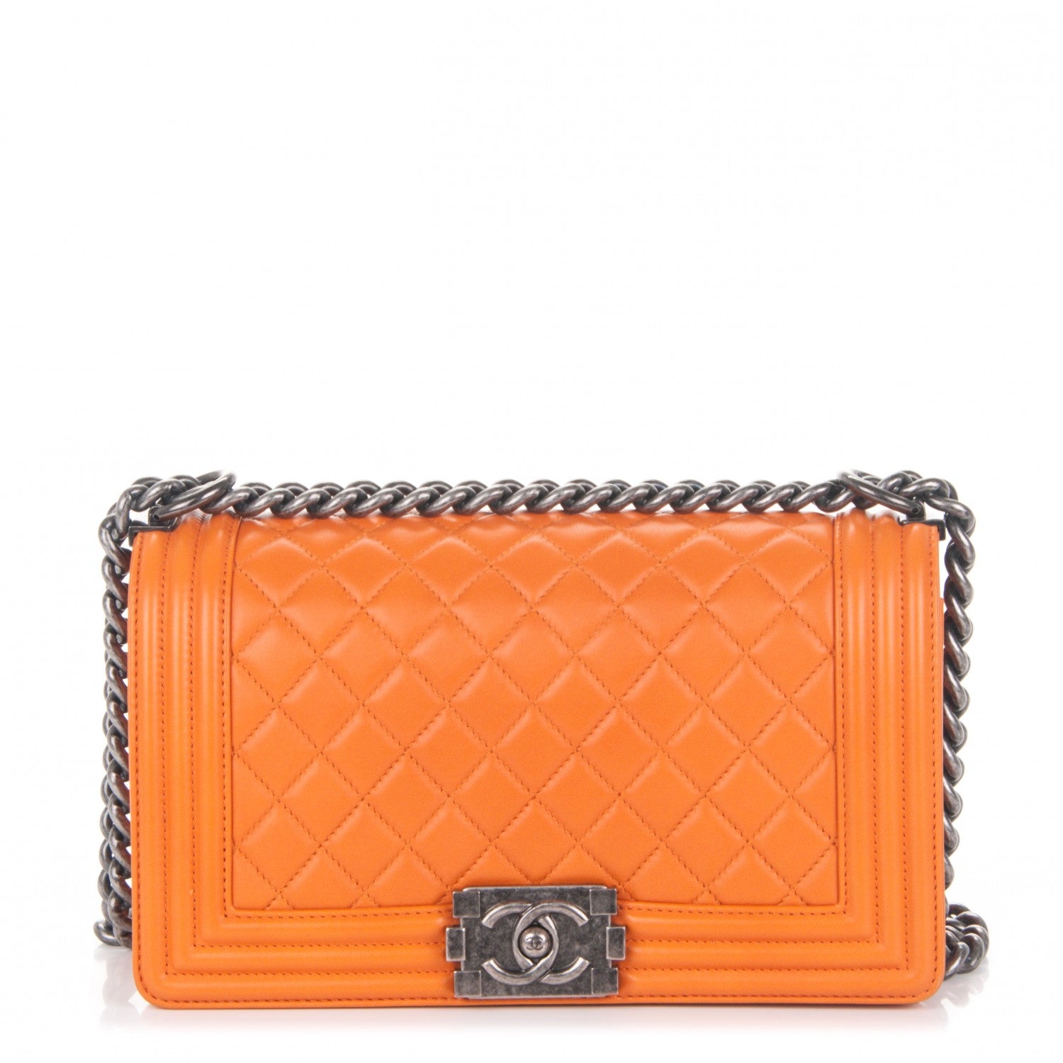 Chanel Lambskin Quilted Medium Boy Flap Orange 1 of 7