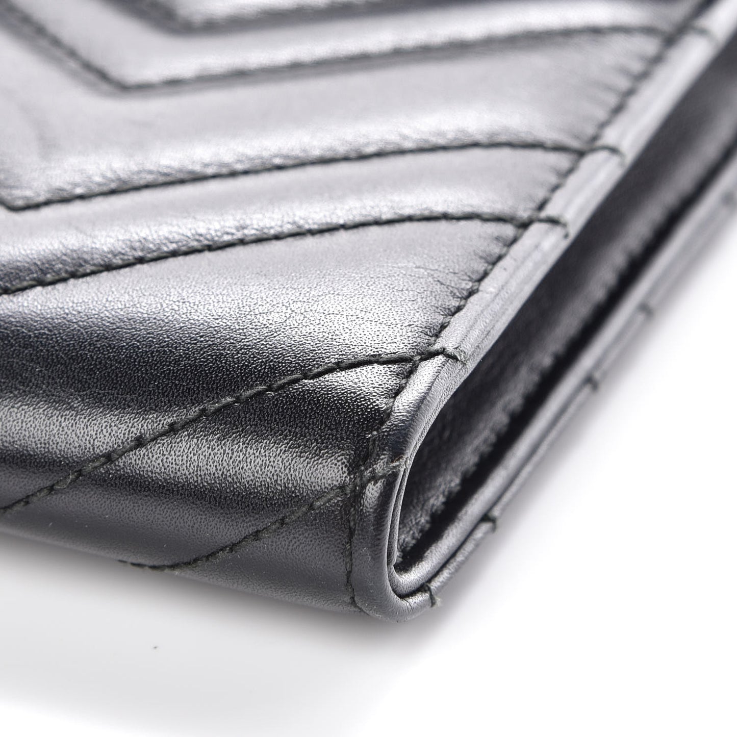Calfskin Matelasse Mini GG Marmont Chain Wallet Black