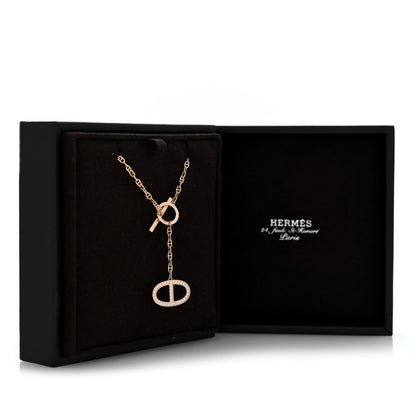 Hermes 18K Rose Gold Diamond GM Chaine D'Ancre Contour Pendant Necklace ST 5 of 5