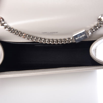 Saint Laurent Grain De Poudre Small Monogram Kate Satchel Icy White 5 of 9