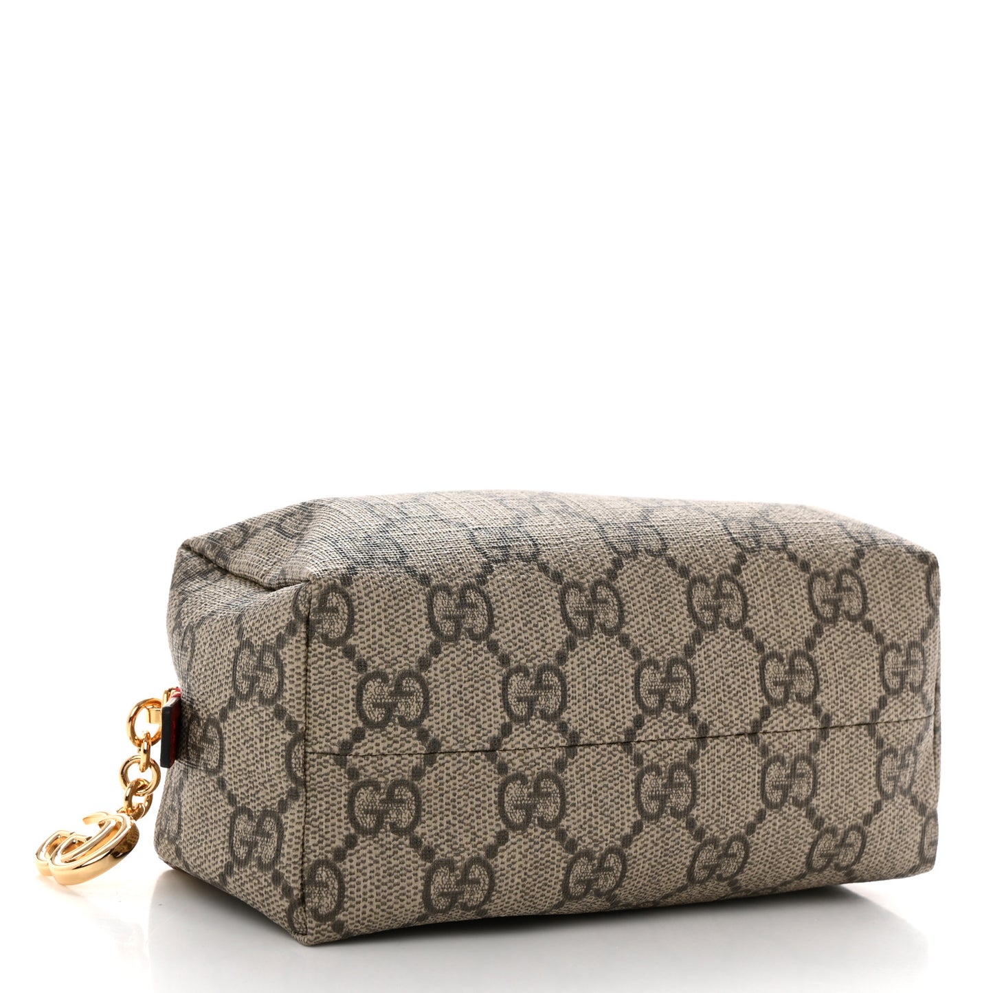 Soft GG Supreme Monogram Calfskin Small Ophidia Cosmetic Case Beige Ebony Hibiscus Red