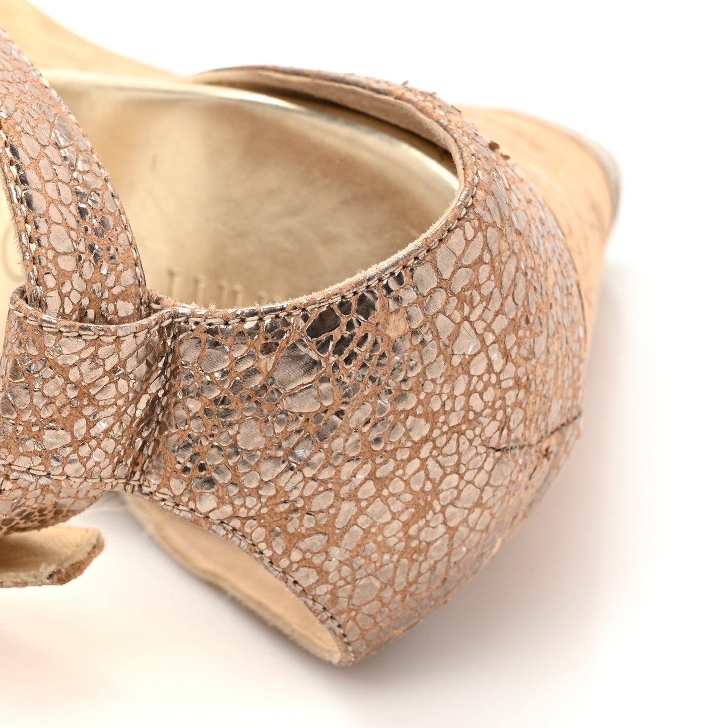 Metallic Calfskin Cork Portia 120 Wedge Sandals 38.5 Gold