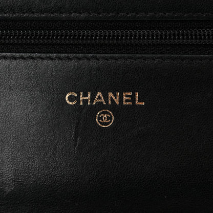 Chanel Lambskin Camellia Embossed Wallet On Chain WOC Black 6 of 11