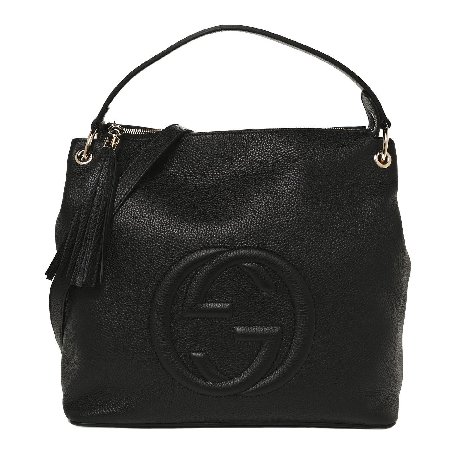 Pebbled Calfskin Large Soho Hobo Black
