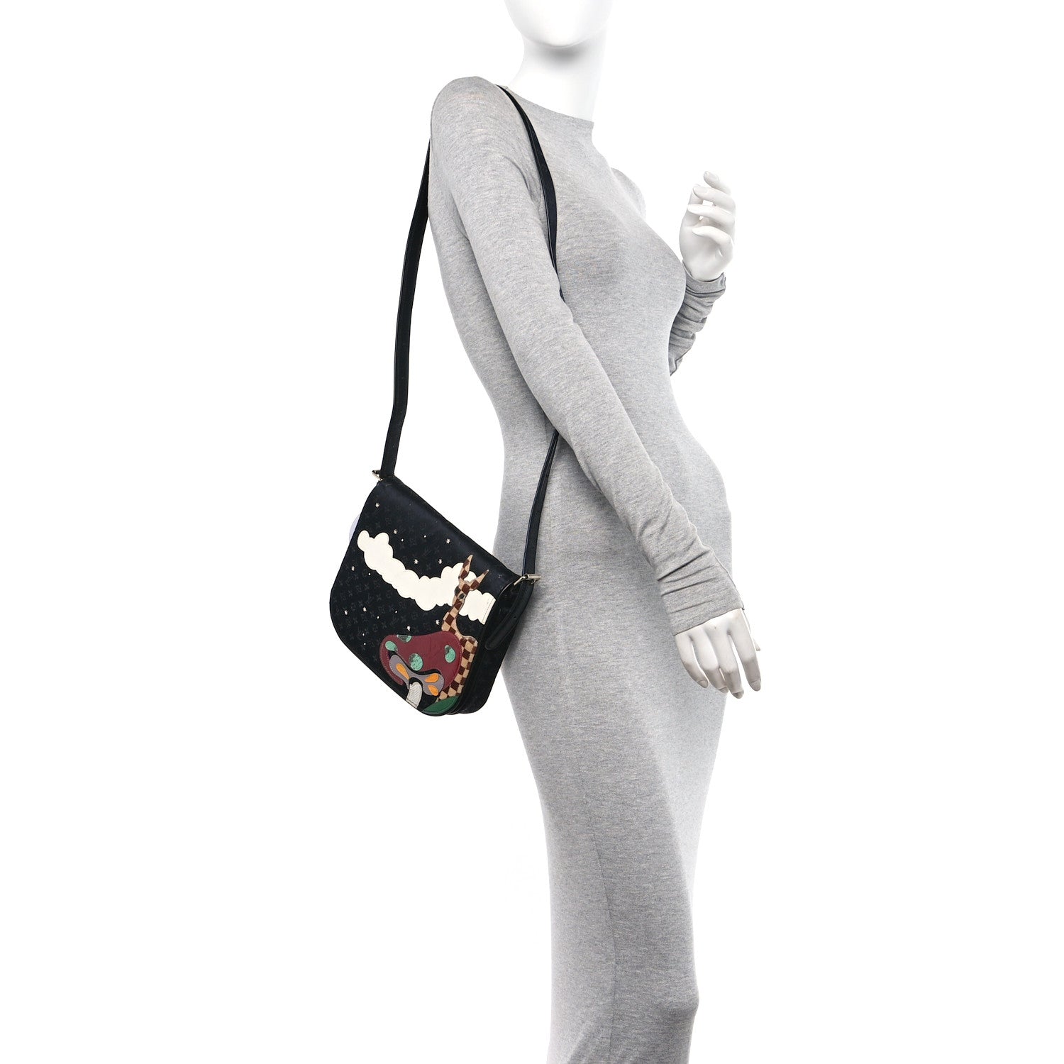 Louis Vuitton Satin Mini Monogram Conte De Fees Patchwork Musette Black 2 of 11