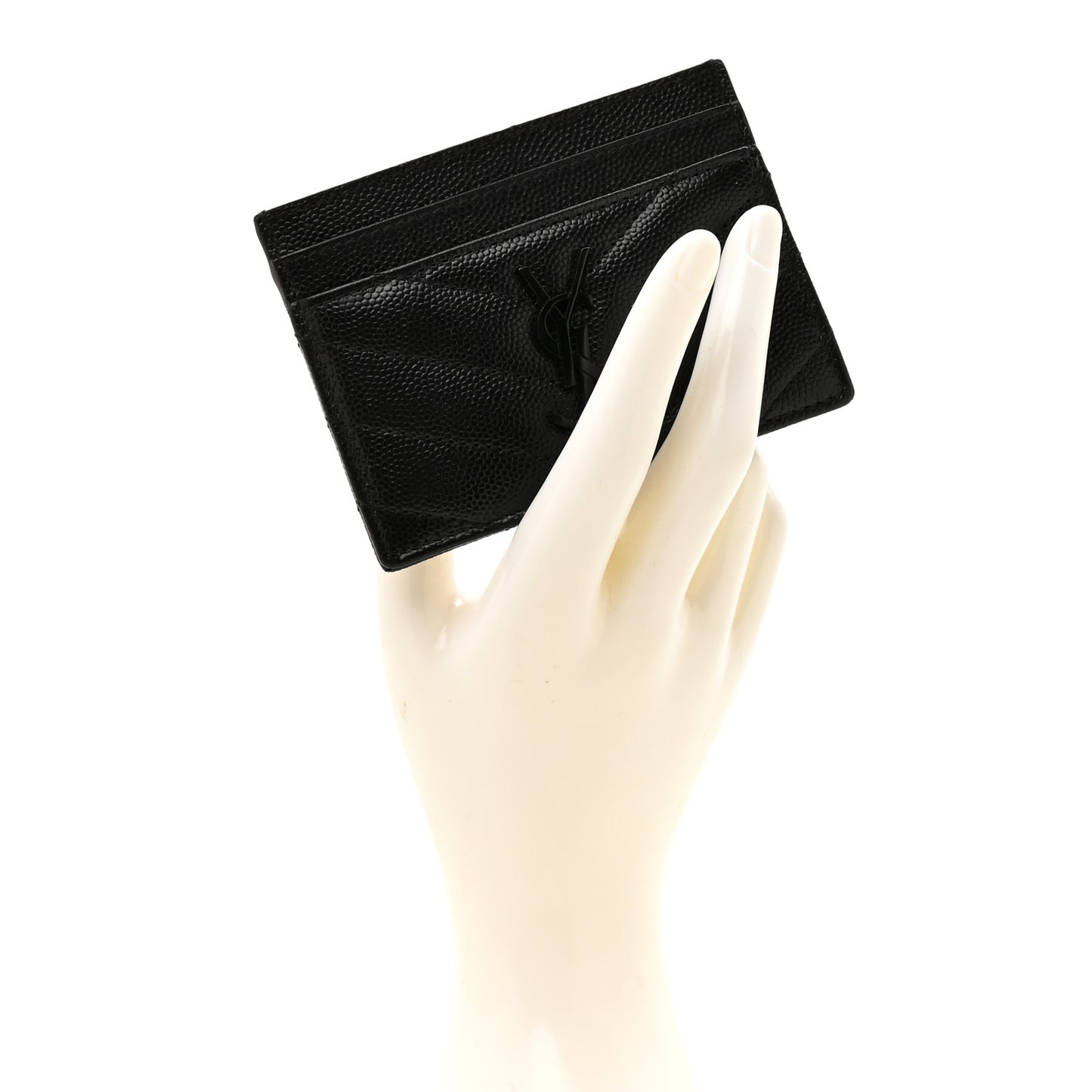Grain De Poudre Matelasse Chevron Monochrome Monogram Credit Card Case Black