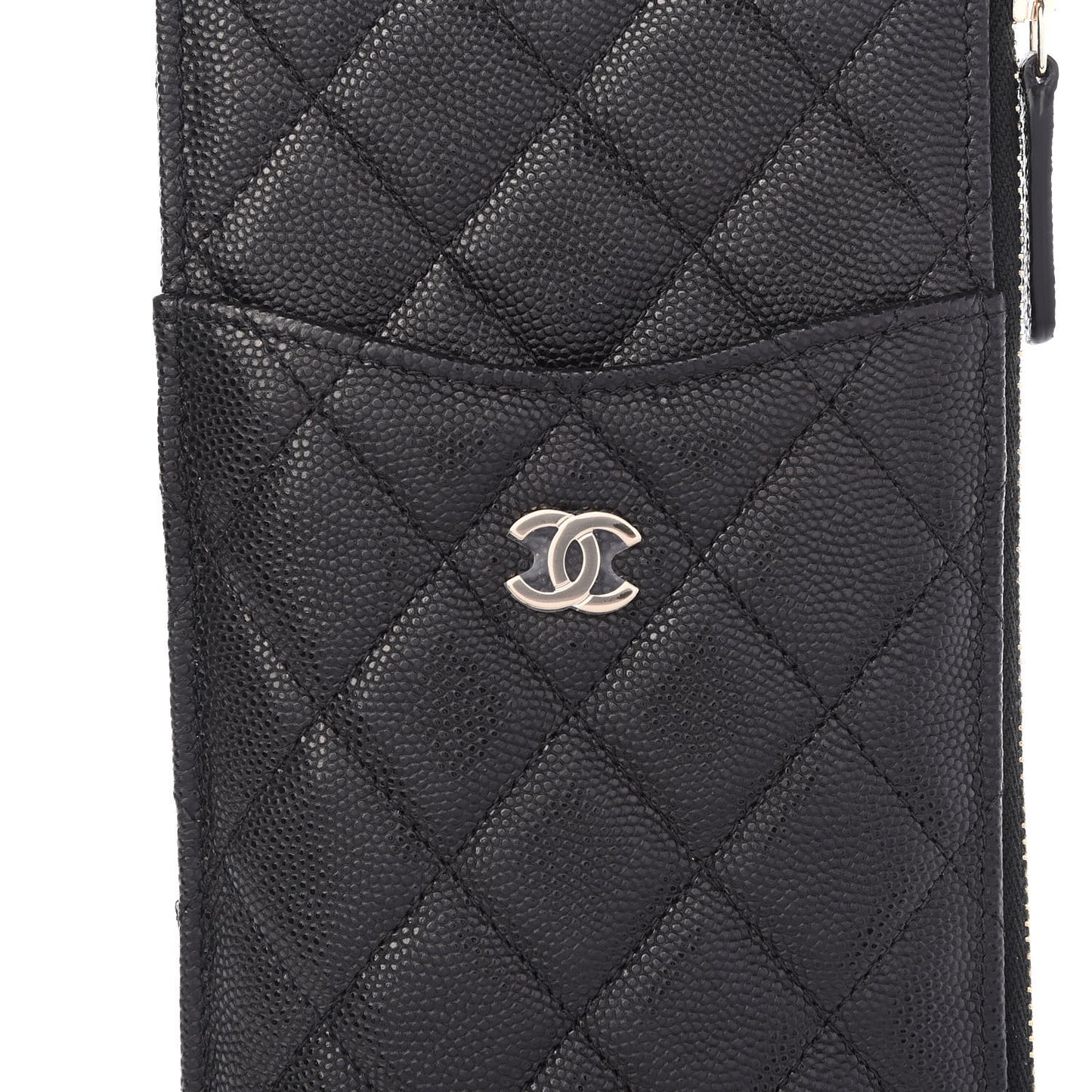 Caviar Quilted Classic Flat Wallet Pouch Black