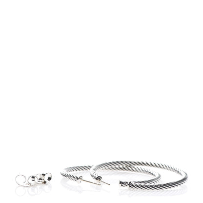 David Yurman Sterling Silver 14K Yellow Gold Medium Cable Classics Hoop Earrings 3 of 5