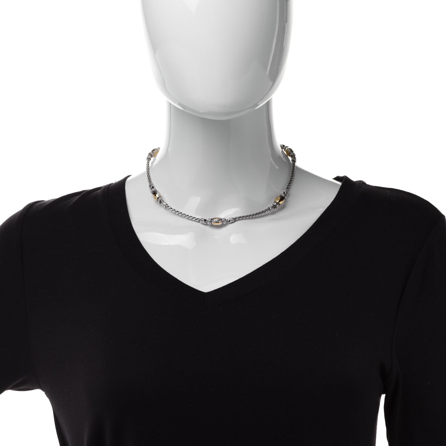 John Hardy Sterling Silver 22K Yellow Gold Palu Station Necklace 2 of 5