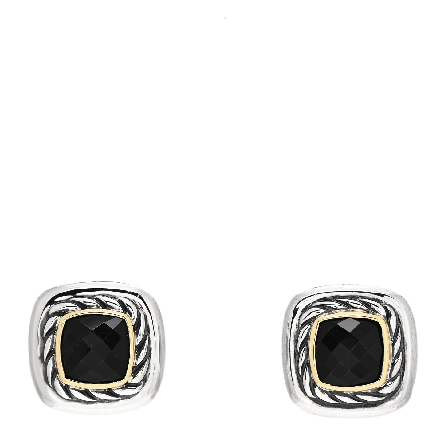 Sterling Silver 18K Yellow Gold Black Onyx 7mm Albion Earrings