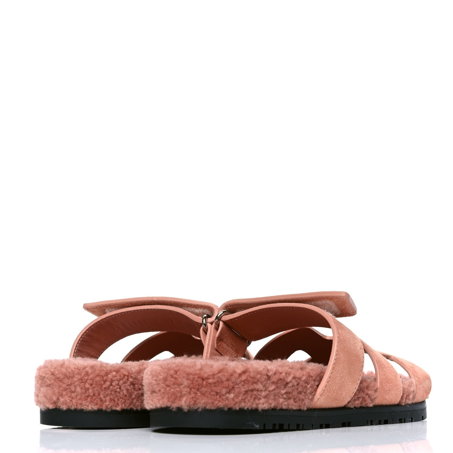 Hermes Suede Goatskin Woolskin Womens Chypre Sandals 37 Rose Aube 3 of 4