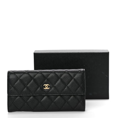 Chanel Caviar Quilted Large Gusset Flap Wallet Black 14 of 14