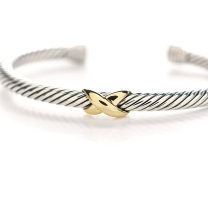 David Yurman Sterling Silver 14K Yellow Gold 5mm X Station Cable Bracelet 4 of 4