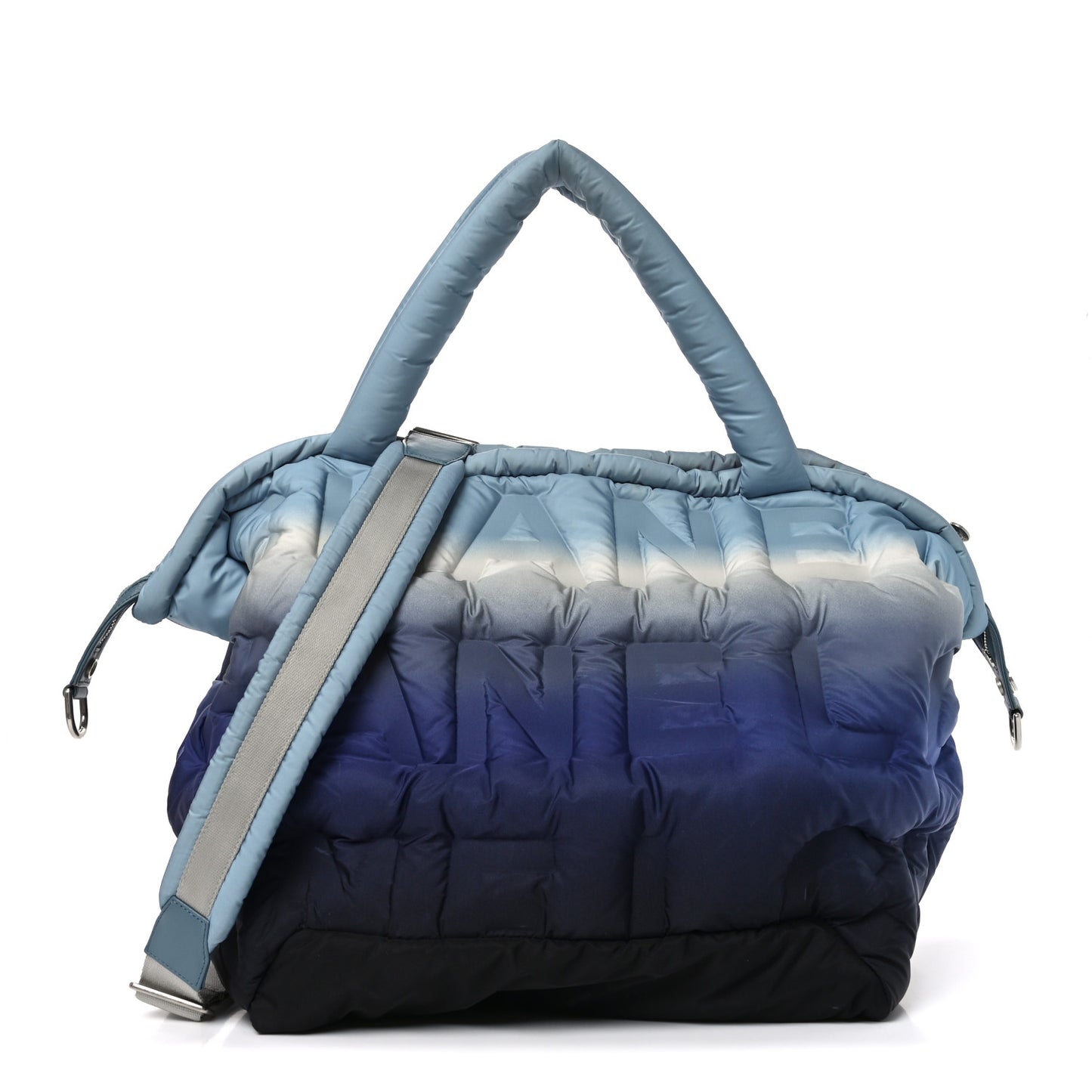 Nylon Embossed Doudoune Bowling Bag Blue White