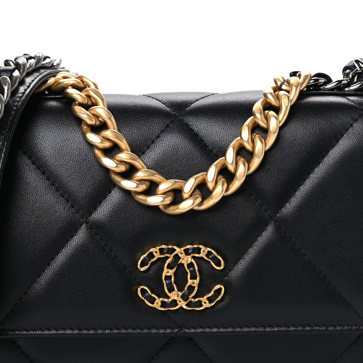 Chanel Lambskin Quilted Chanel 19 Wallet On Chain WOC Black 9 of 11