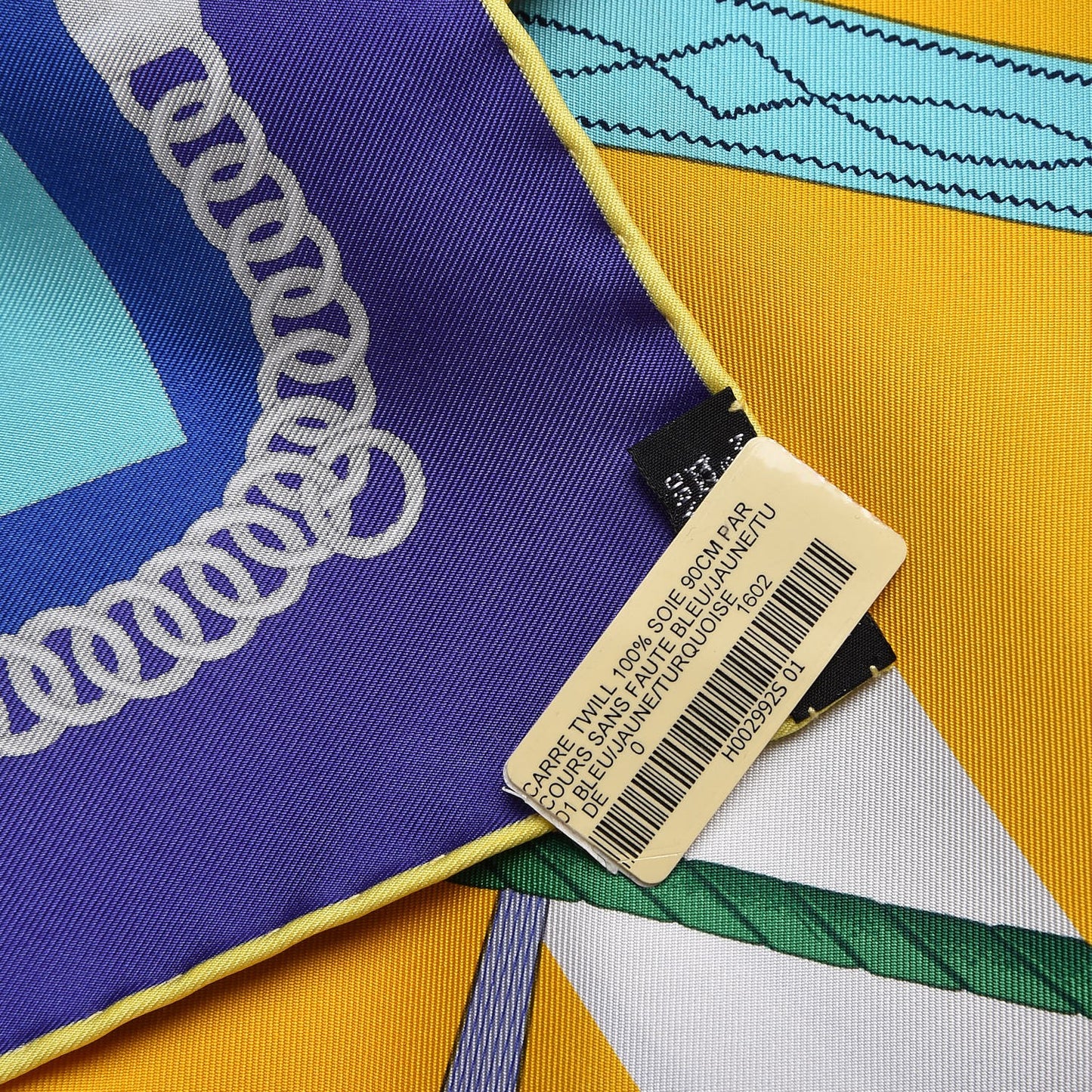 Silk Parcours Sans Faute Scarf 90 Bleu Jaune Turquoise