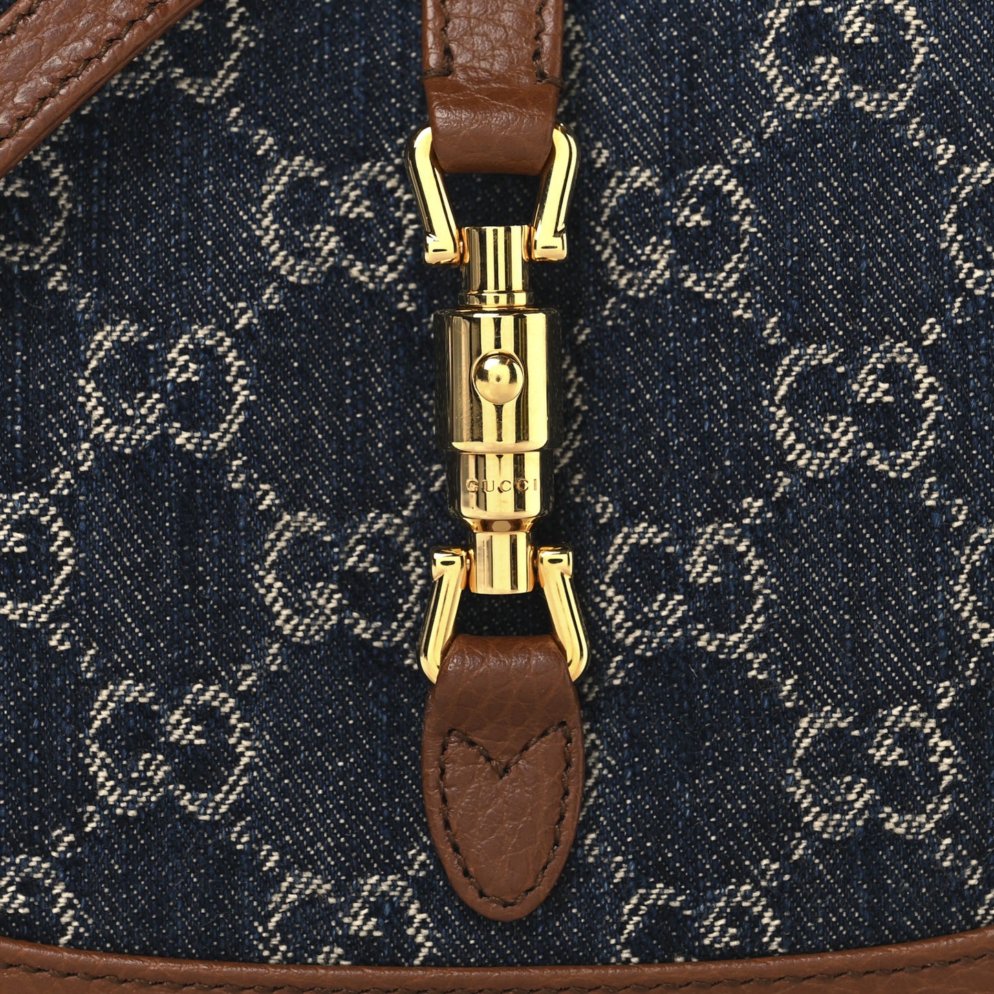 New Denim GG Monogram Calfskin Mini Jackie 1961 Hobo Blue Tea Cuir