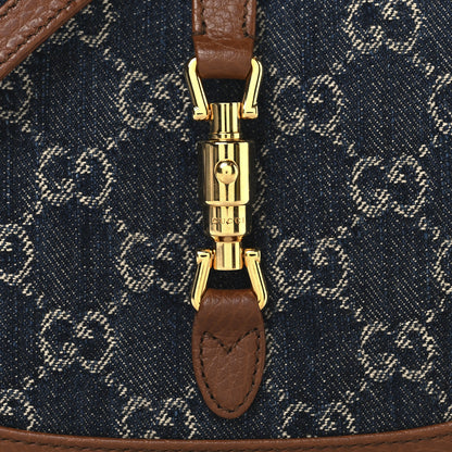 Gucci New Denim GG Monogram Calfskin Mini Jackie 1961 Hobo Blue Tea Cuir 8 of 12