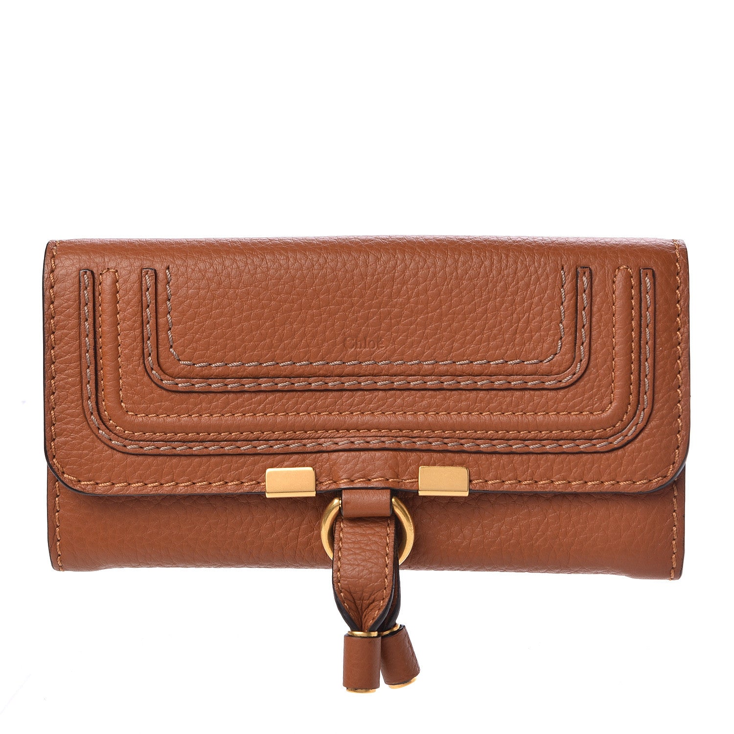 Chloe Calfskin Marcie Continental Flap Wallet Tan 1 of 9