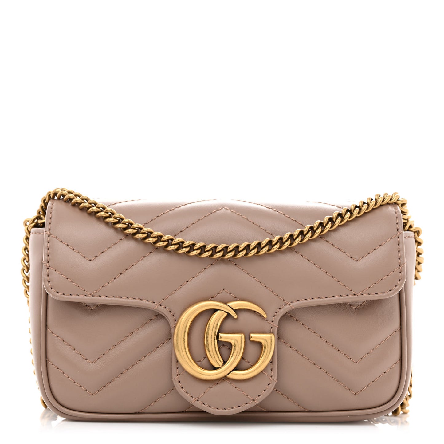 Calfskin Matelasse Super Mini GG Marmont Shoulder Bag Porcelain Rose