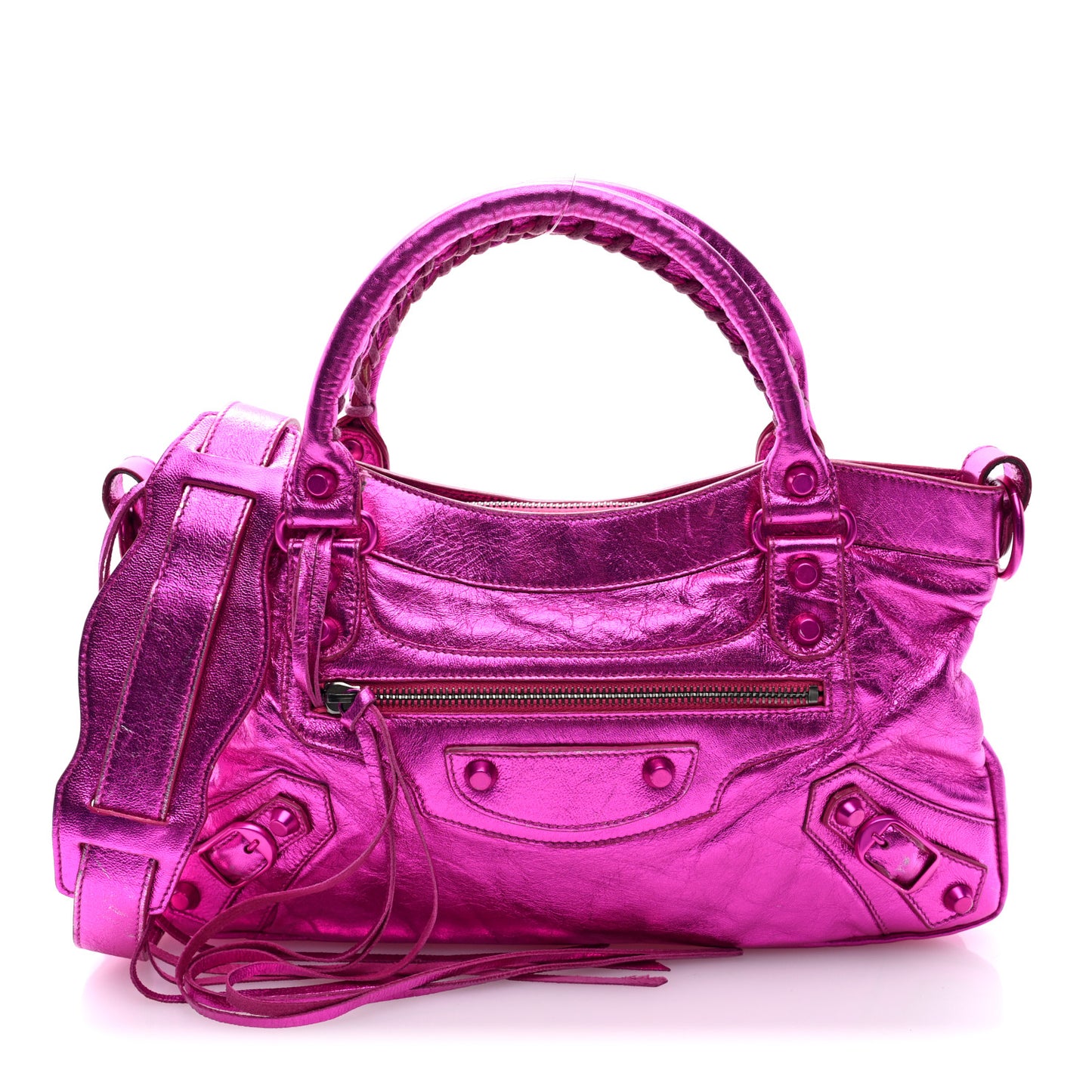 Metallic Chevre Classic Hardware First Magenta