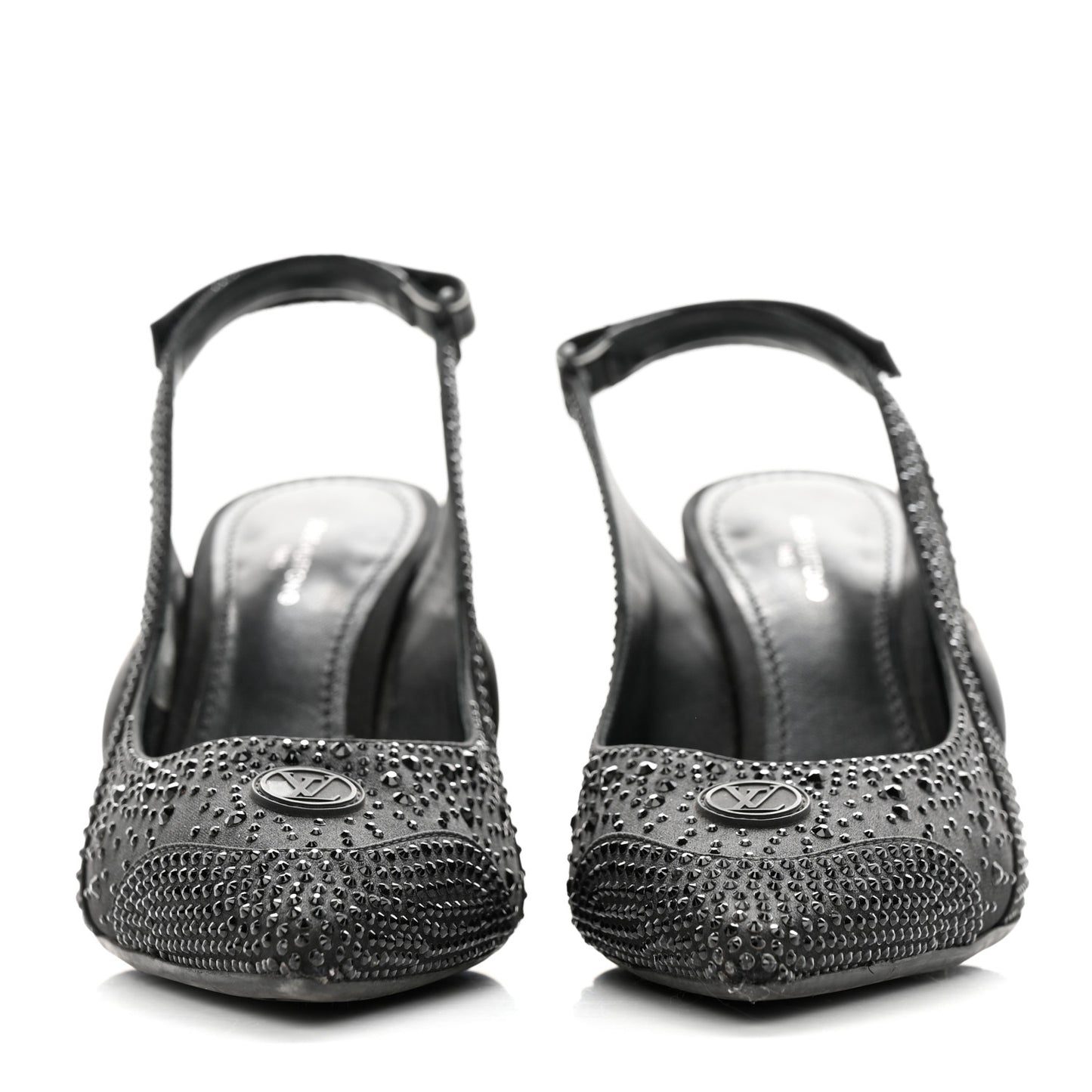 Satin Embellished Archlight Slingback Pumps 38 Black