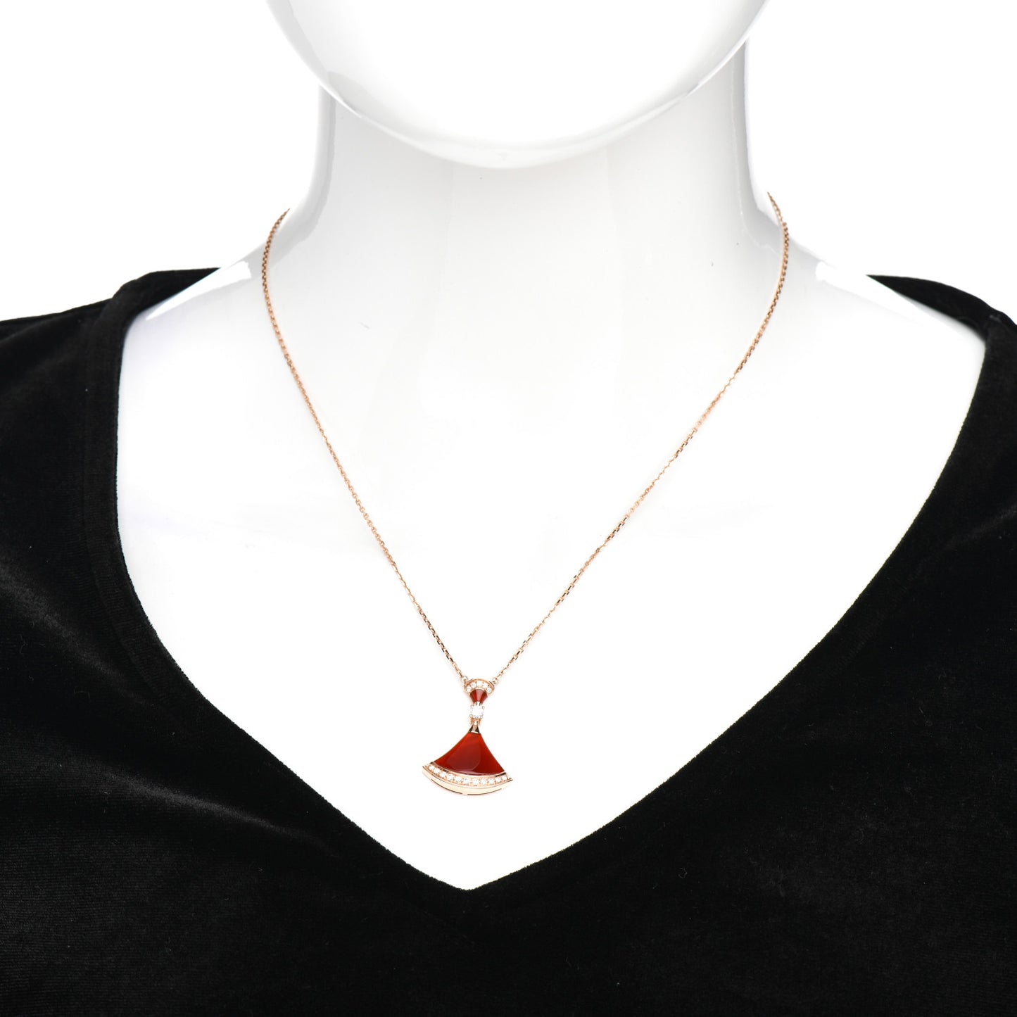 18K Rose Gold Diamond Carnelian Large Divas' Dream Pendant Necklace