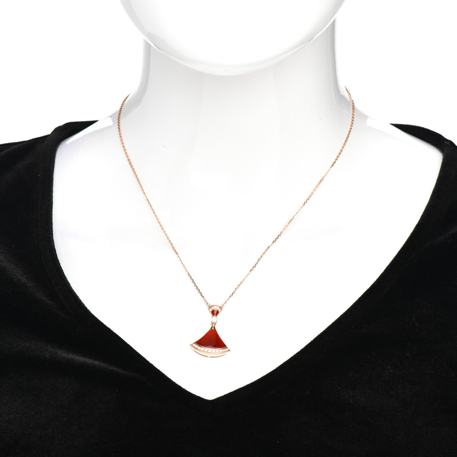 Bulgari 18K Rose Gold Diamond Carnelian Large Divas' Dream Pendant Necklace 2 of 5