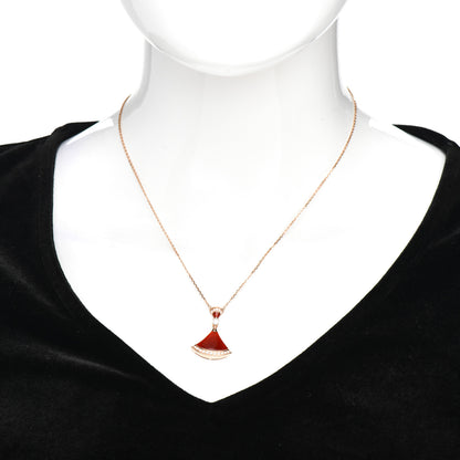 Bulgari 18K Rose Gold Diamond Carnelian Large Divas' Dream Pendant Necklace 2 of 5