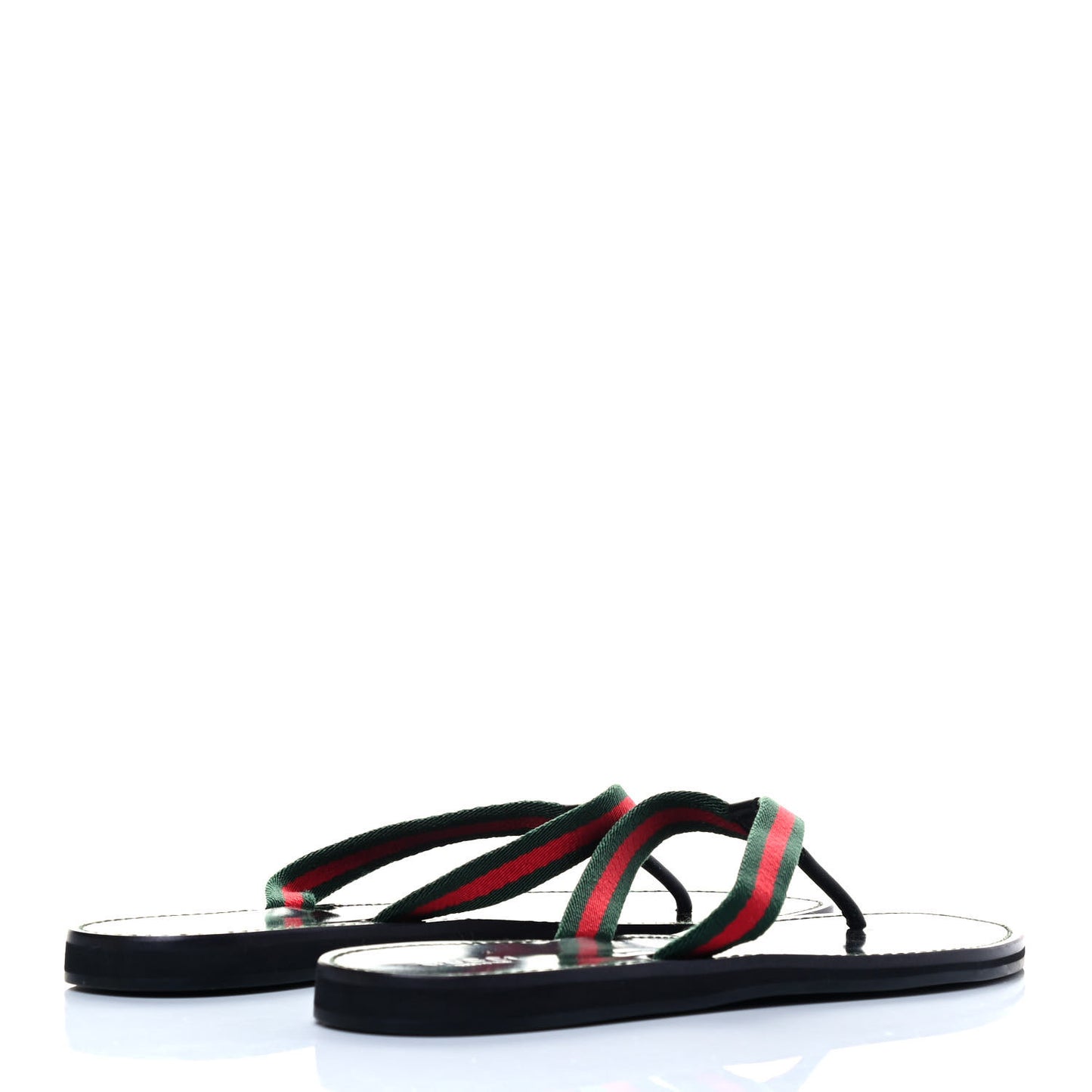 Nylon Calfskin Web Womens Thong Sandals 39.5 Green Red Black