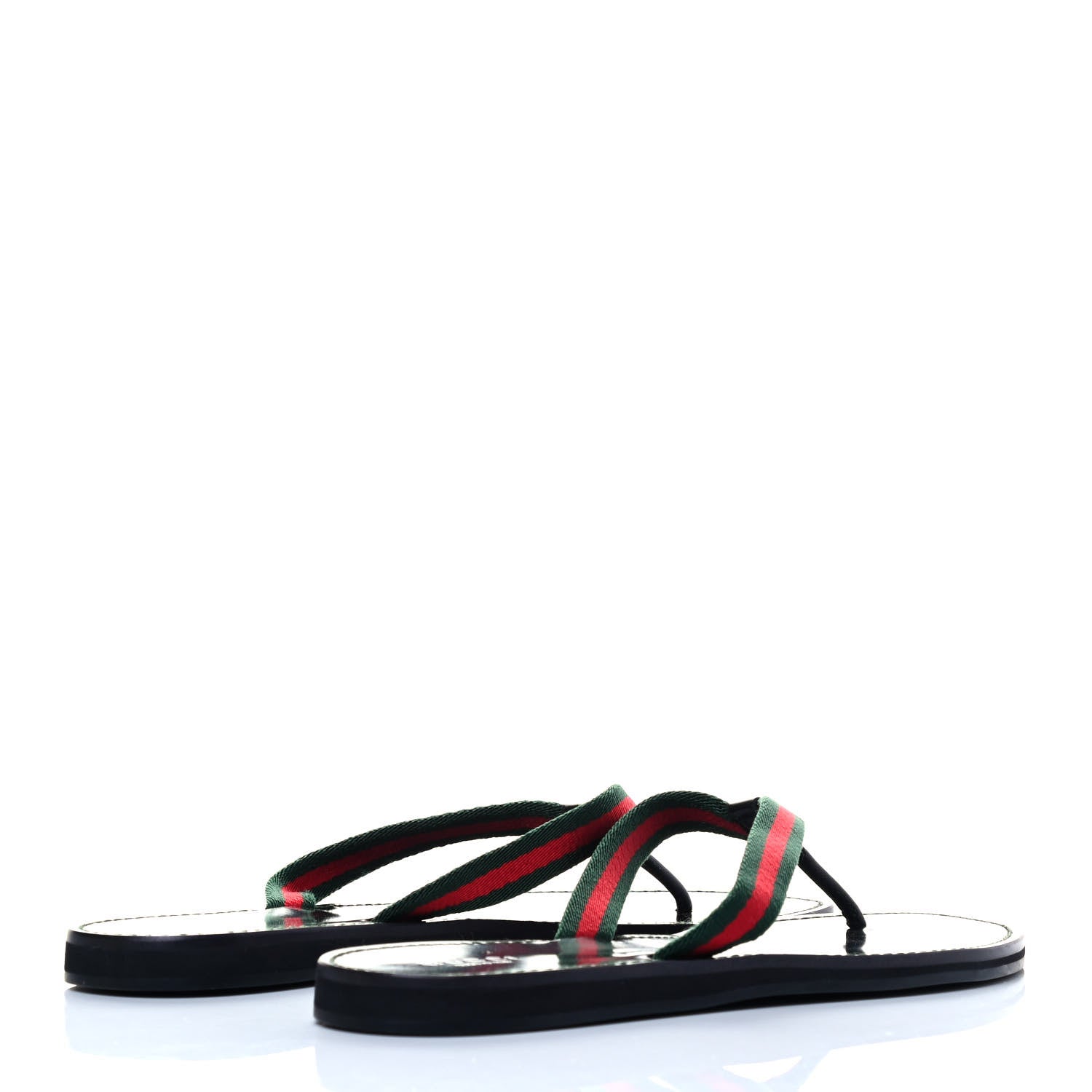 Gucci Nylon Calfskin Web Womens Thong Sandals 39.5 Green Red Black 3 of 6