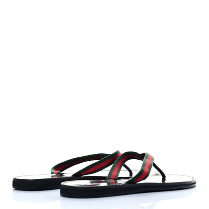 Gucci Nylon Calfskin Web Womens Thong Sandals 39.5 Green Red Black 3 of 6