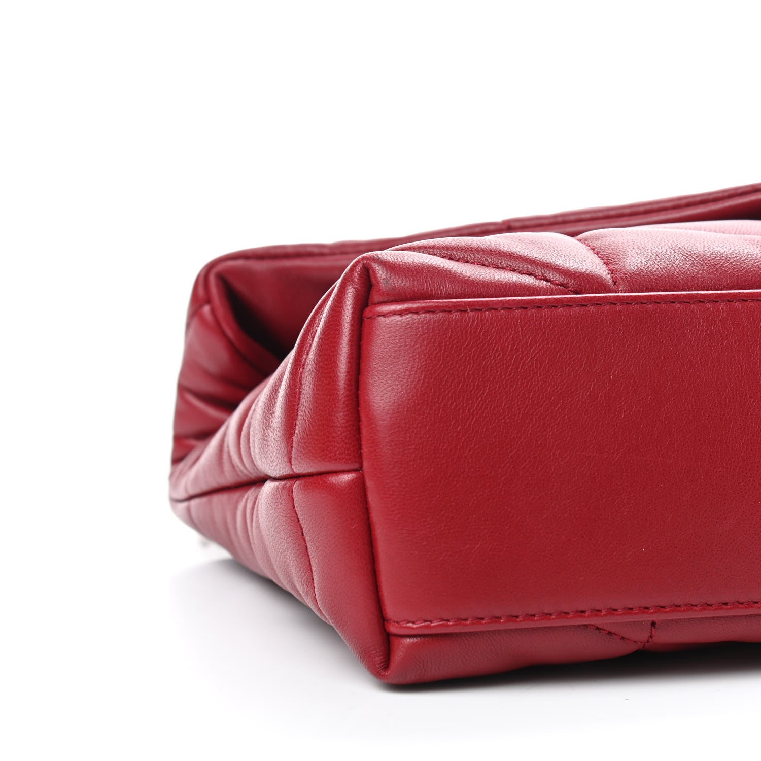 Saint Laurent Lambskin Quilted Toy Loulou Puffer Monogram Chain Satchel Red 8 of 12