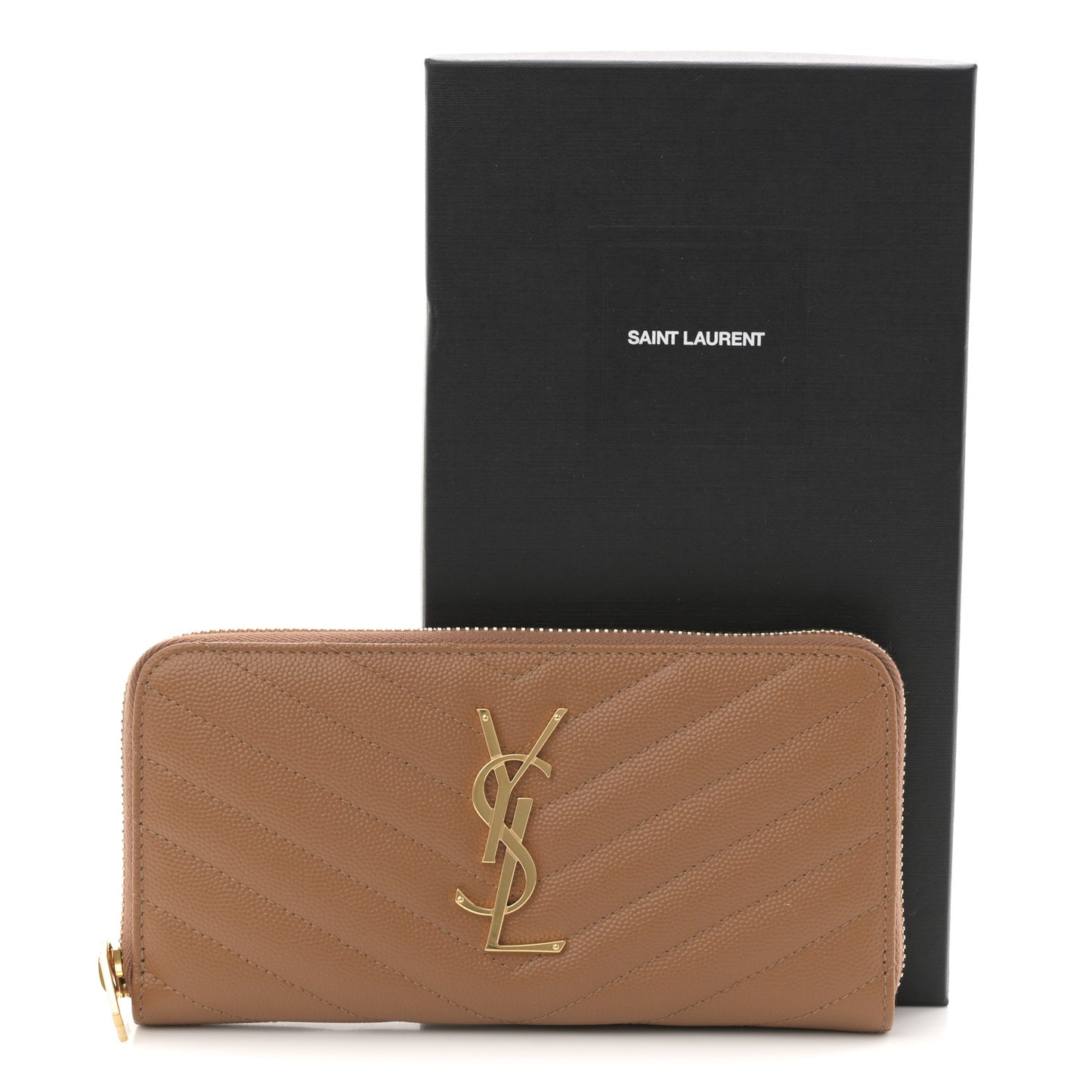 Grain De Poudre Matelasse Chevron Monogram Zip Around Wallet Naturel Dark