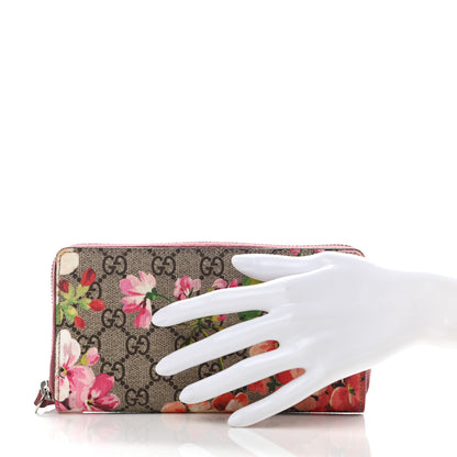 Gucci GG Supreme Monogram Blooms Zip Around Wallet Beige Multicolor Dry Rose 2 of 8