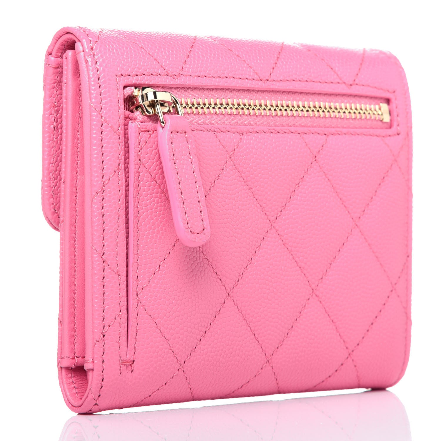 Chanel Caviar Quilted Compact Flap Wallet Pink 3 of 12