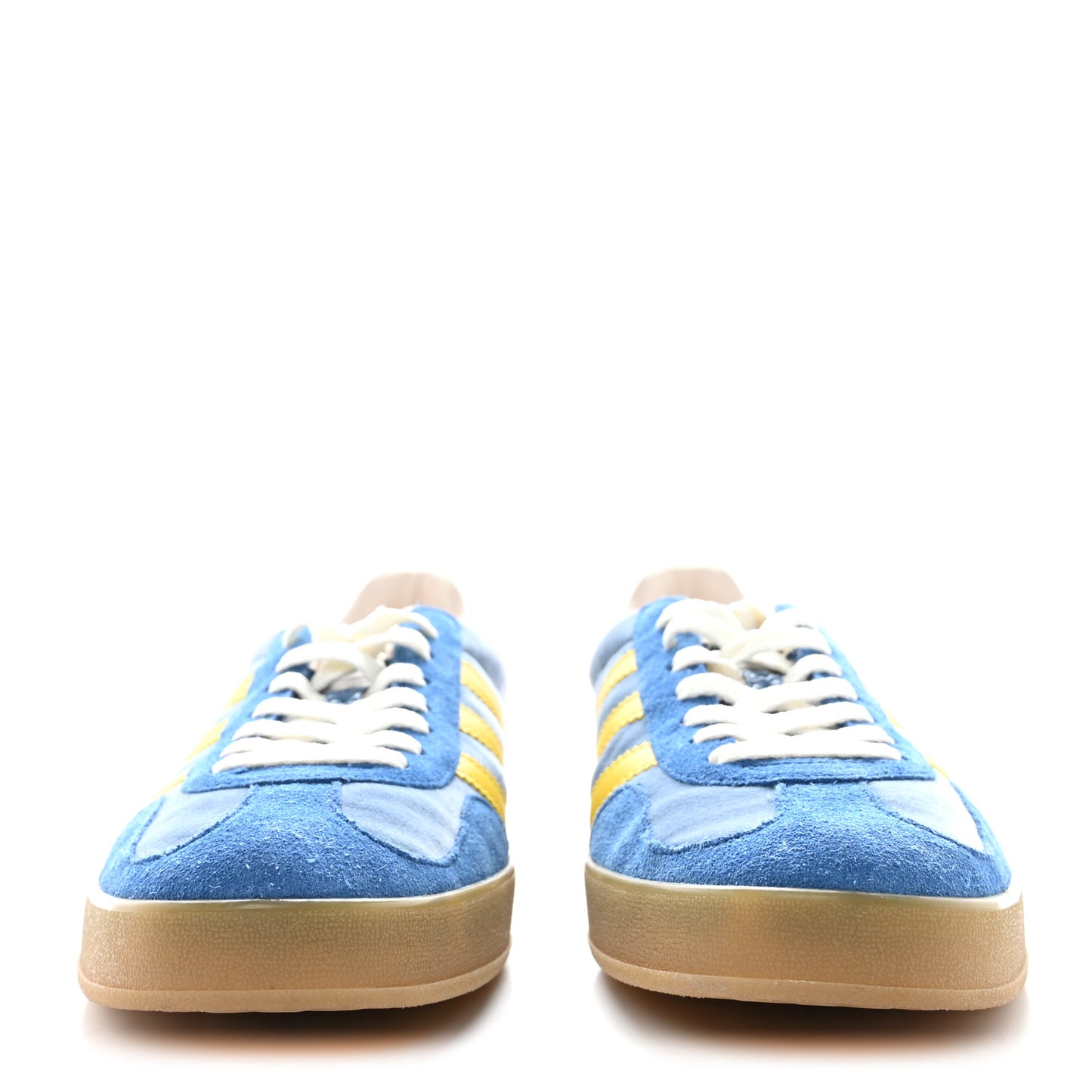 X ADIDAS Softy Velvet Suede Madeira Demetra Mens Gazelle Sneakers 10 Ice Blue Velvet Blue Smile Yellow