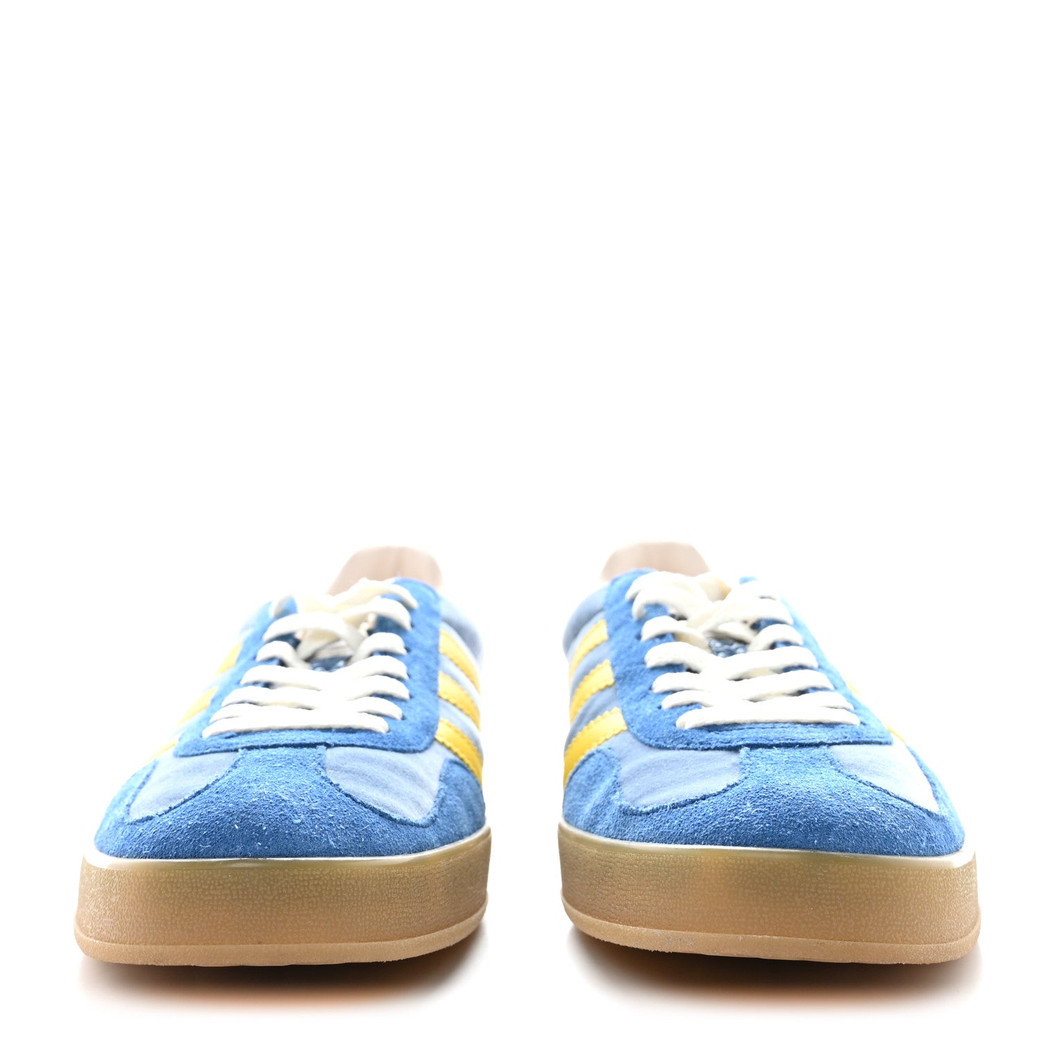 Gucci X ADIDAS Softy Velvet Suede Madeira Demetra Mens Gazelle Sneakers 10 Ice Blue Velvet Blue Smile Yellow 2 of 8