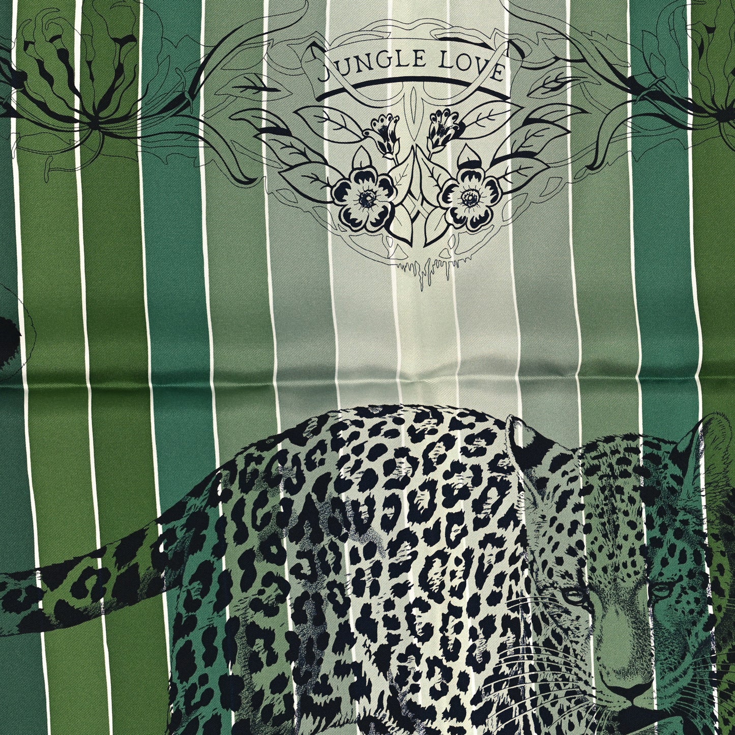 Silk Carre Jungle Love Rainbow Scarf 90 Marine Vert Petrole