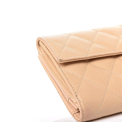 Chanel Caviar Quilted Long Flap Wallet Beige 9 of 14