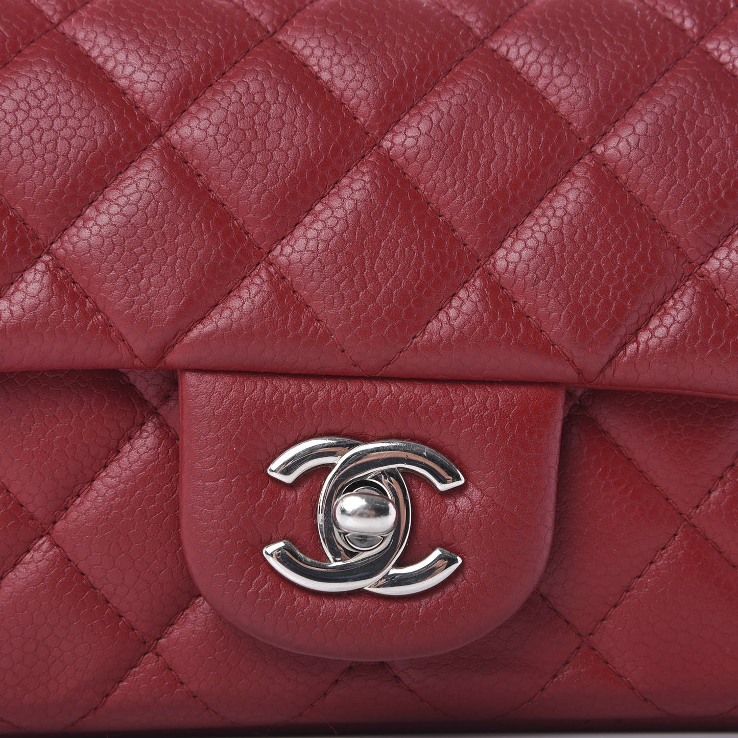 Caviar Quilted Mini Rectangular Flap Red