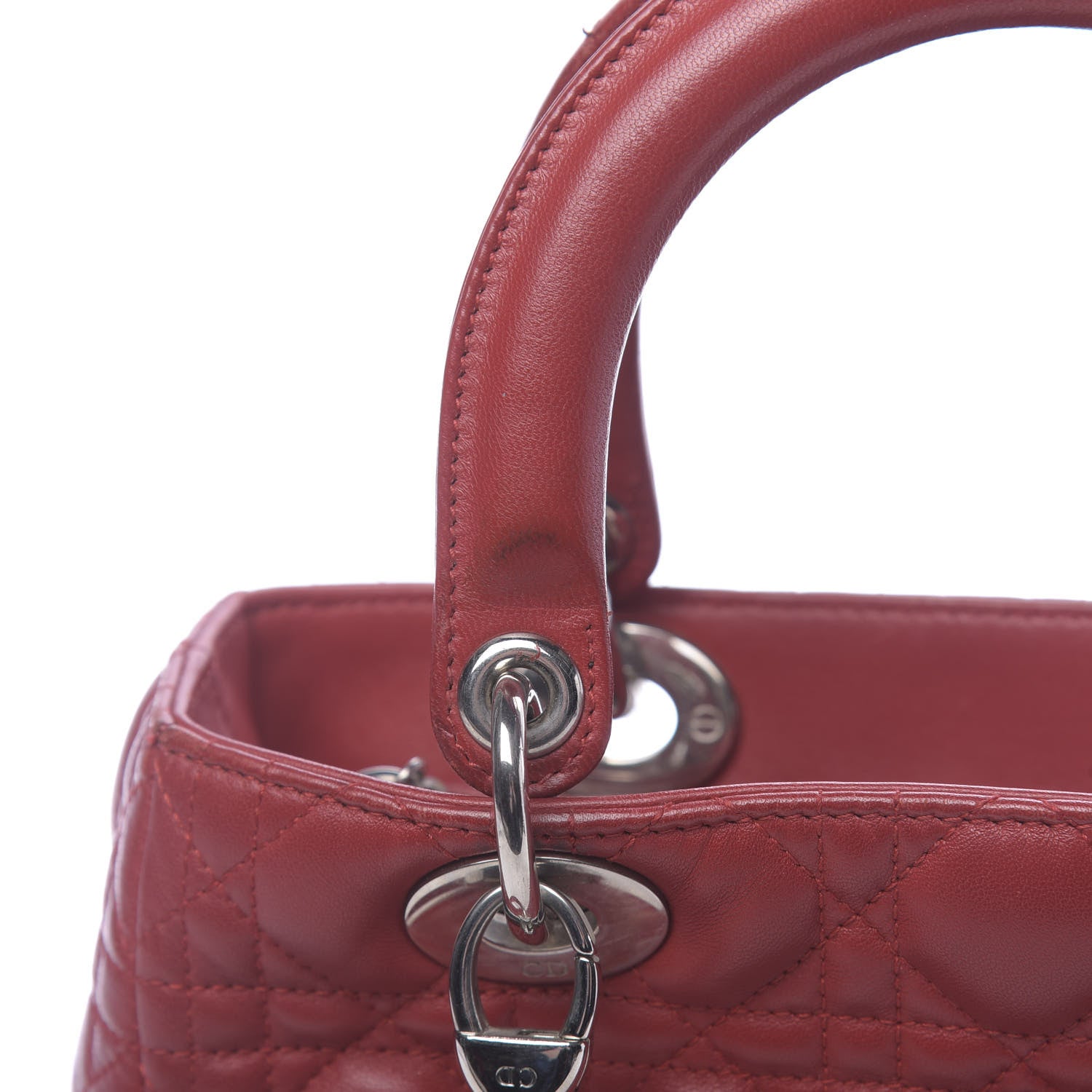 Christian Dior Lambskin Cannage Medium Lady Dior Red 10 of 15
