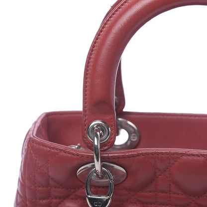 Christian Dior Lambskin Cannage Medium Lady Dior Red 10 of 15